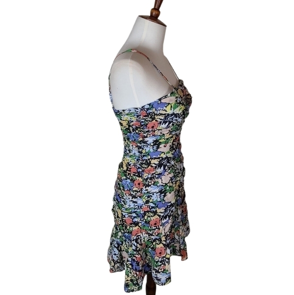 Parker Multicolor Floral 100% Silk Spaghetti Strap Mini Dress 0 NWT - Picture 5 of 9